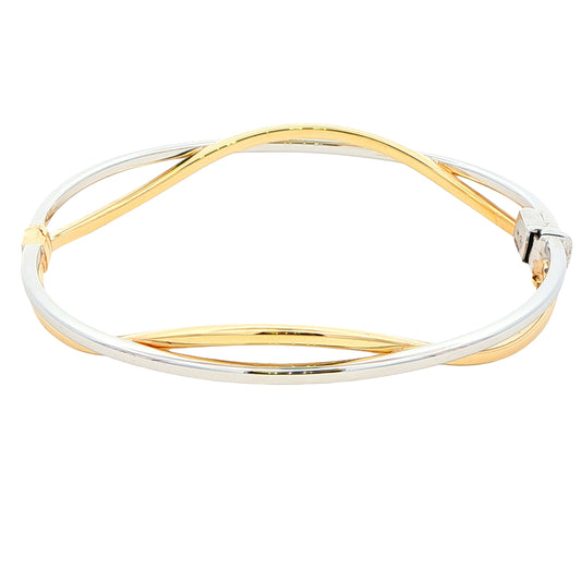 Yellow and White Gold Open Wavy Style Bangle Gardiner Brothers