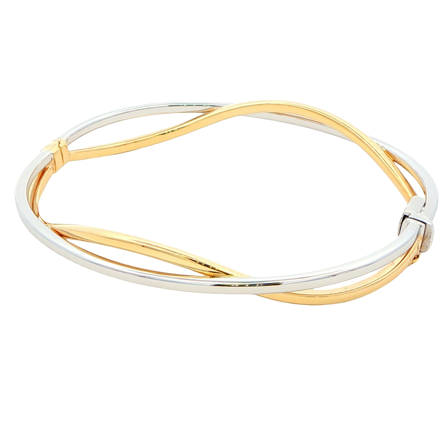 Yellow and White Gold Open Wavy Style Bangle Gardiner Brothers