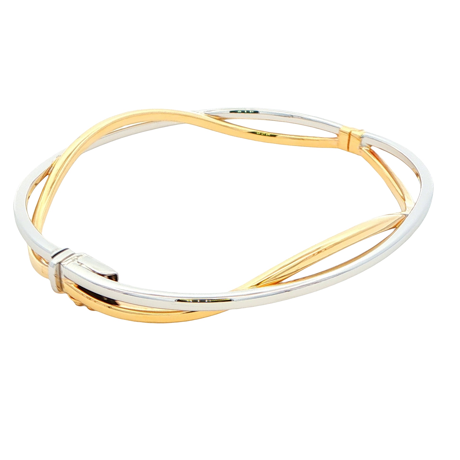 Yellow and White Gold Open Wavy Style Bangle Gardiner Brothers