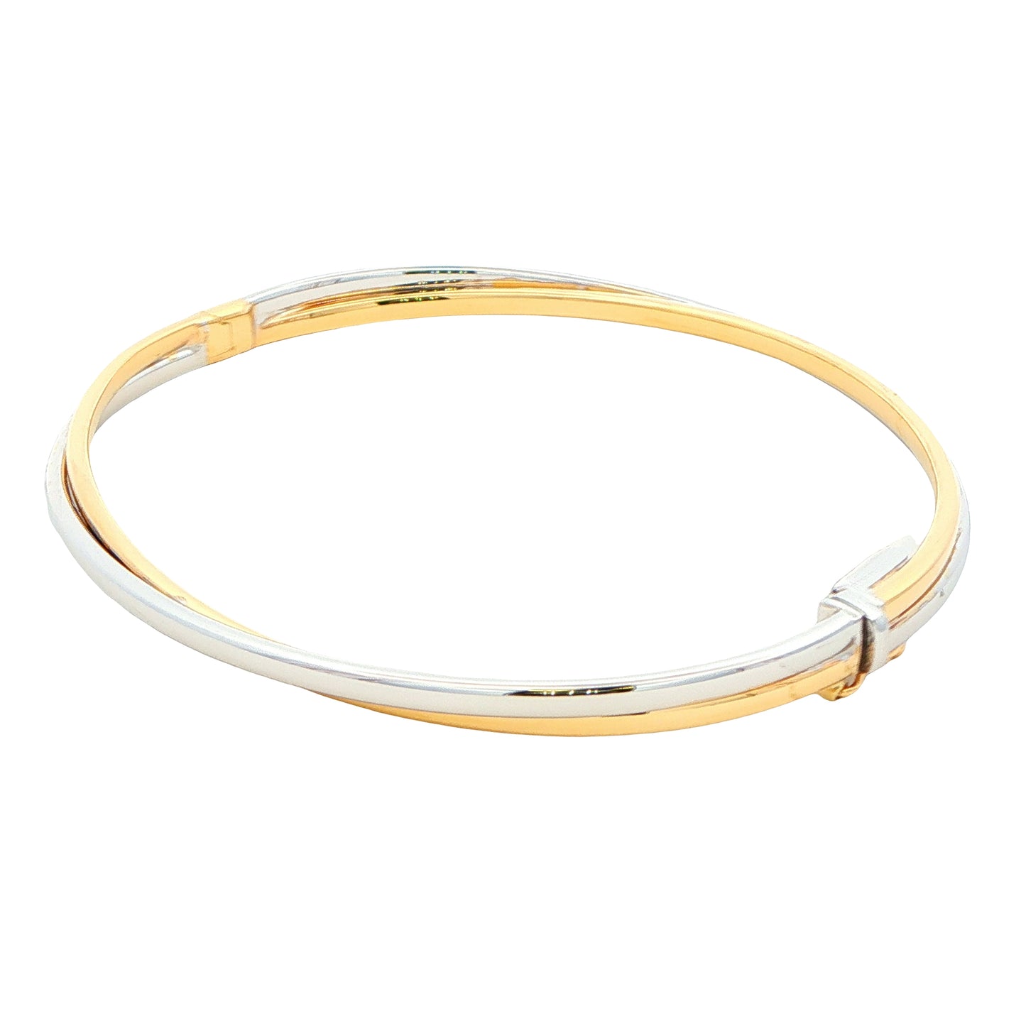 Yellow and White Gold Cross-Over Bangle Gardiner Brothers