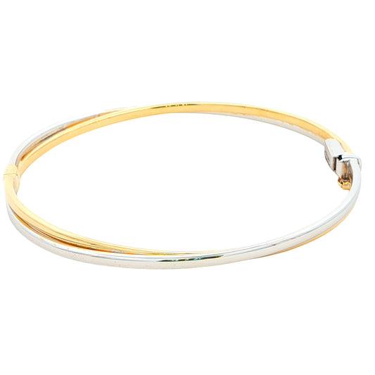 Yellow and White Gold Cross-Over Bangle Gardiner Brothers