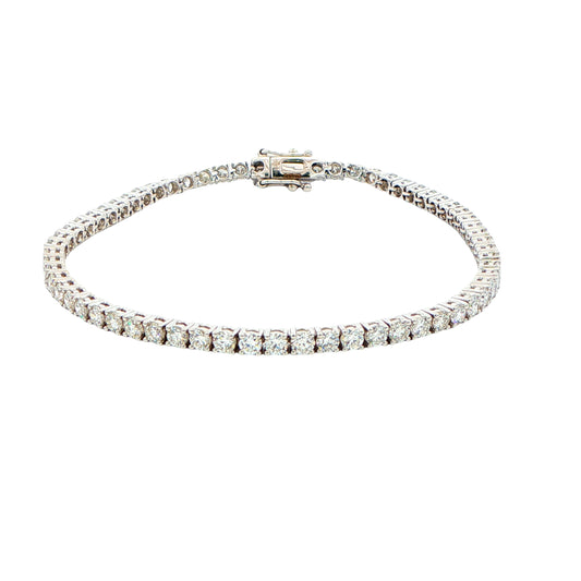 Round Brilliant Cut Diamond Tennis Bracelet - 4.09cts Gardiner Brothers