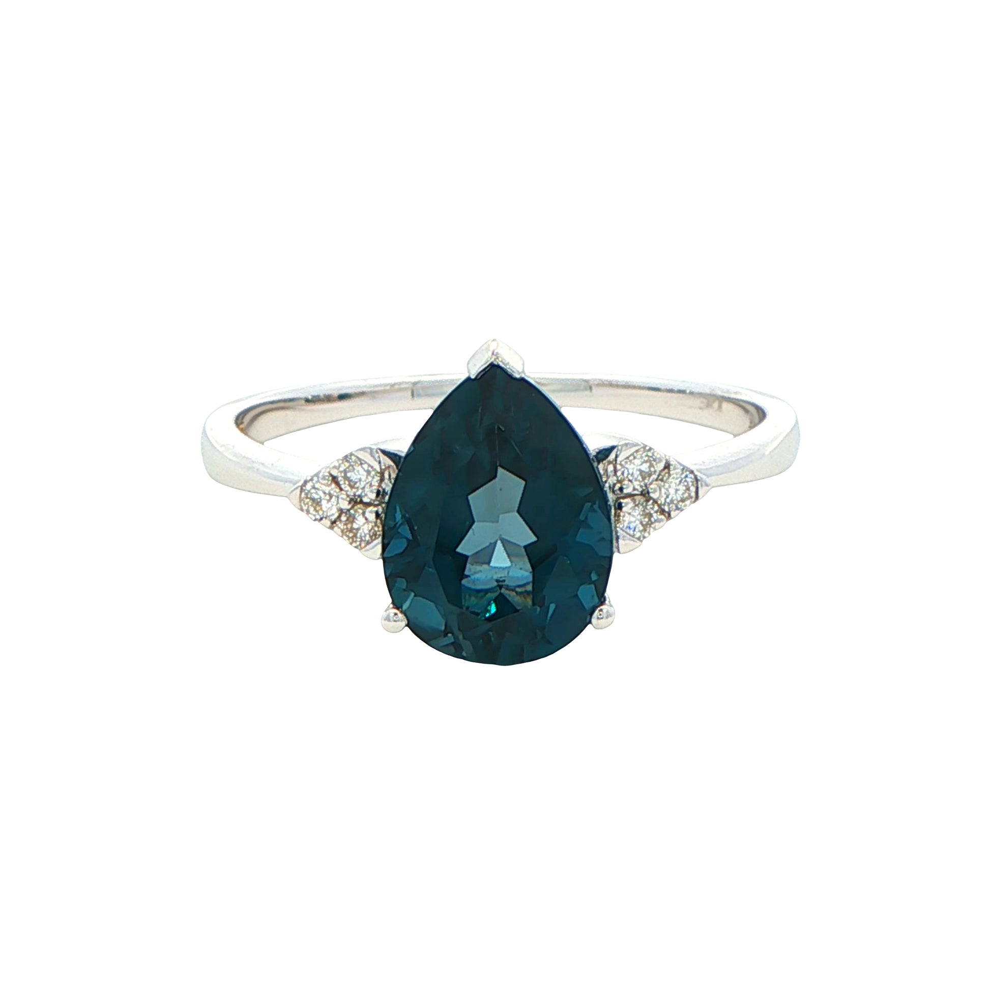 Pear Shaped London Blue Topaz and Diamond Cluster Ring Gardiner Brothers