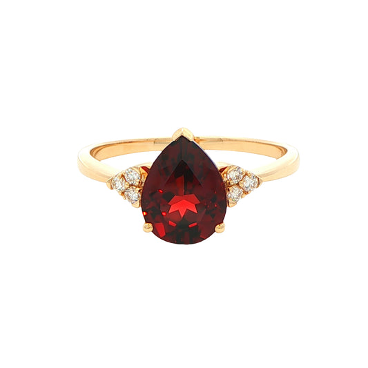 Pear Shaped Garnet and Diamond Cluster Ring Gardiner Brothers