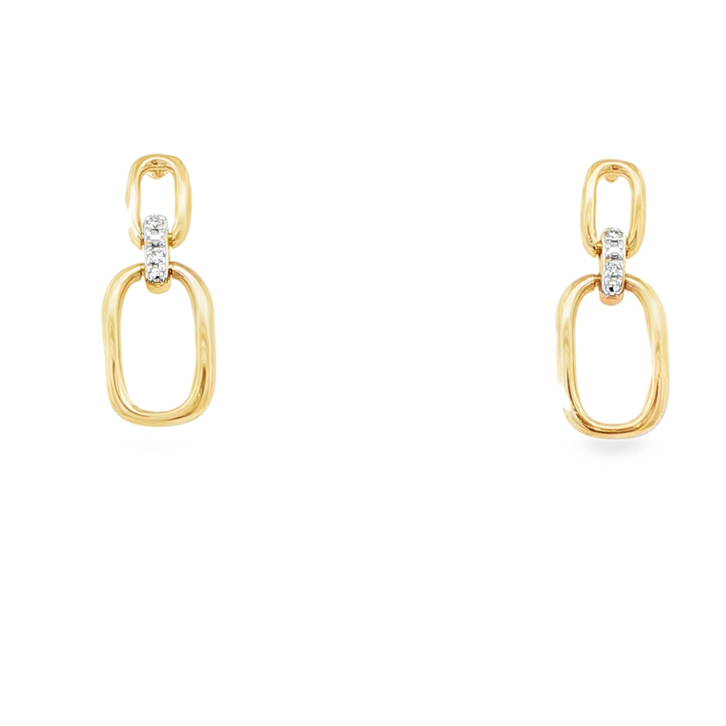 Yellow Gold Open Cushion and Diamond Drop Earrings Gardiner Brothers