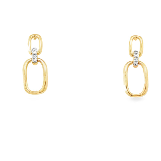 Yellow Gold Open Cushion and Diamond Drop Earrings Gardiner Brothers