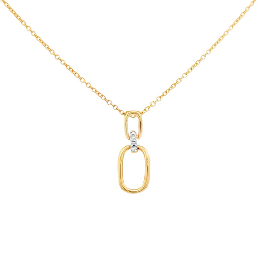 Yellow Gold Open Cushion and Diamond Drop Pendant Gardiner Brothers
