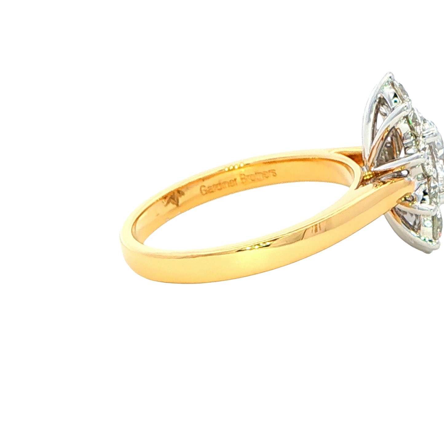 Oval shaped diamond and 10 round brilliant cut diamond cluster style ring - 1.92ct Gardiner Brothers