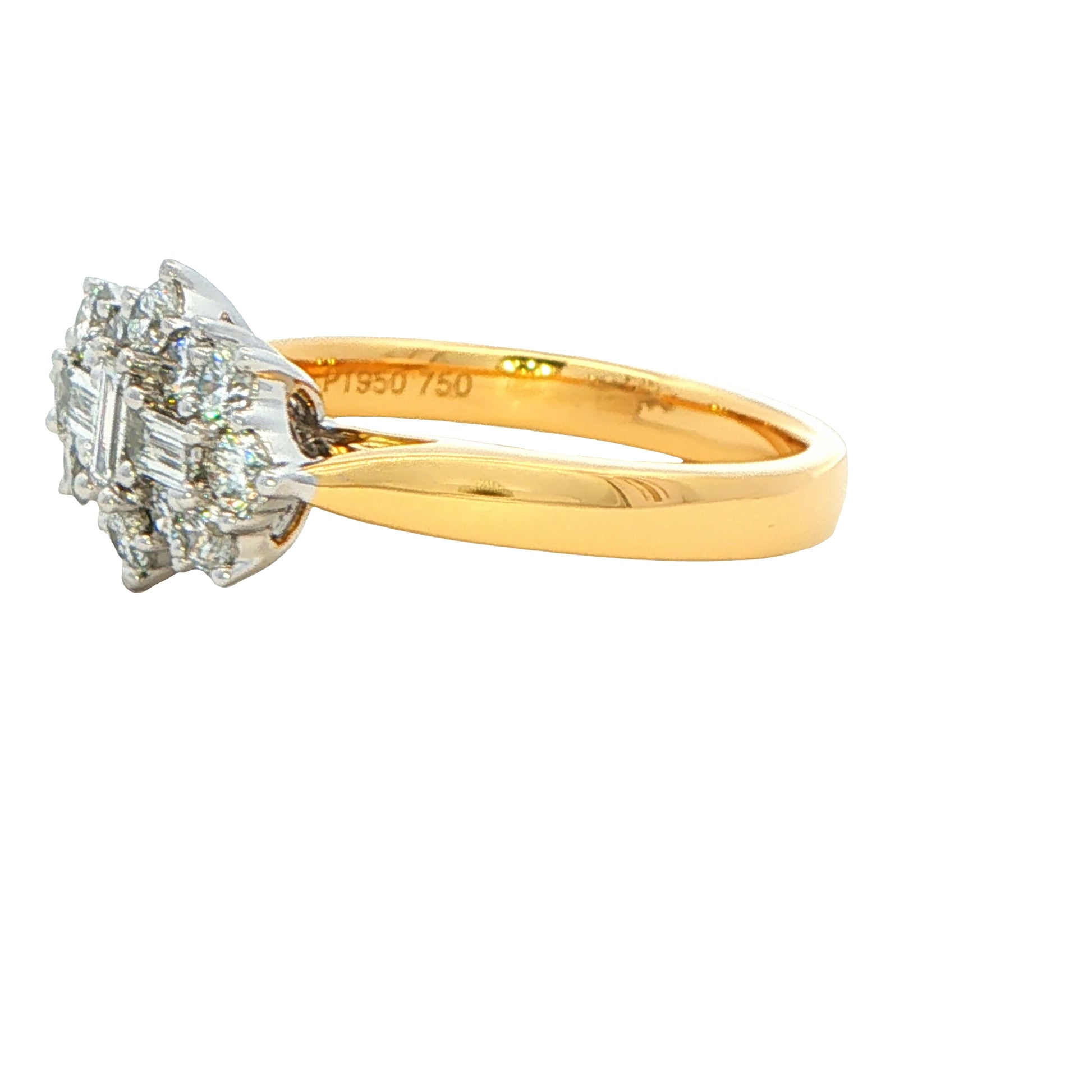 Emerald and Round Brilliant Cut Diamond Cluster Ring - 1.02cts Gardiner Brothers