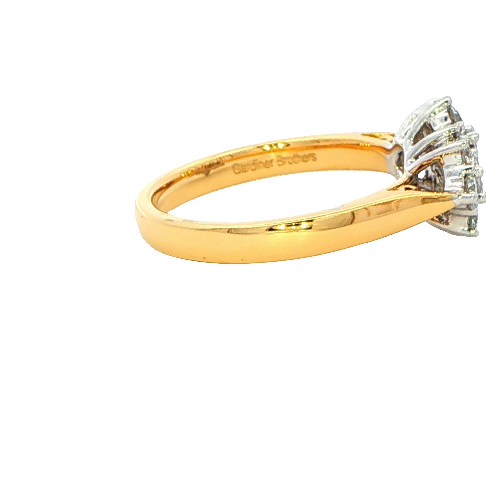 Emerald and Round Brilliant Cut Diamond Cluster Ring - 1.02cts Gardiner Brothers