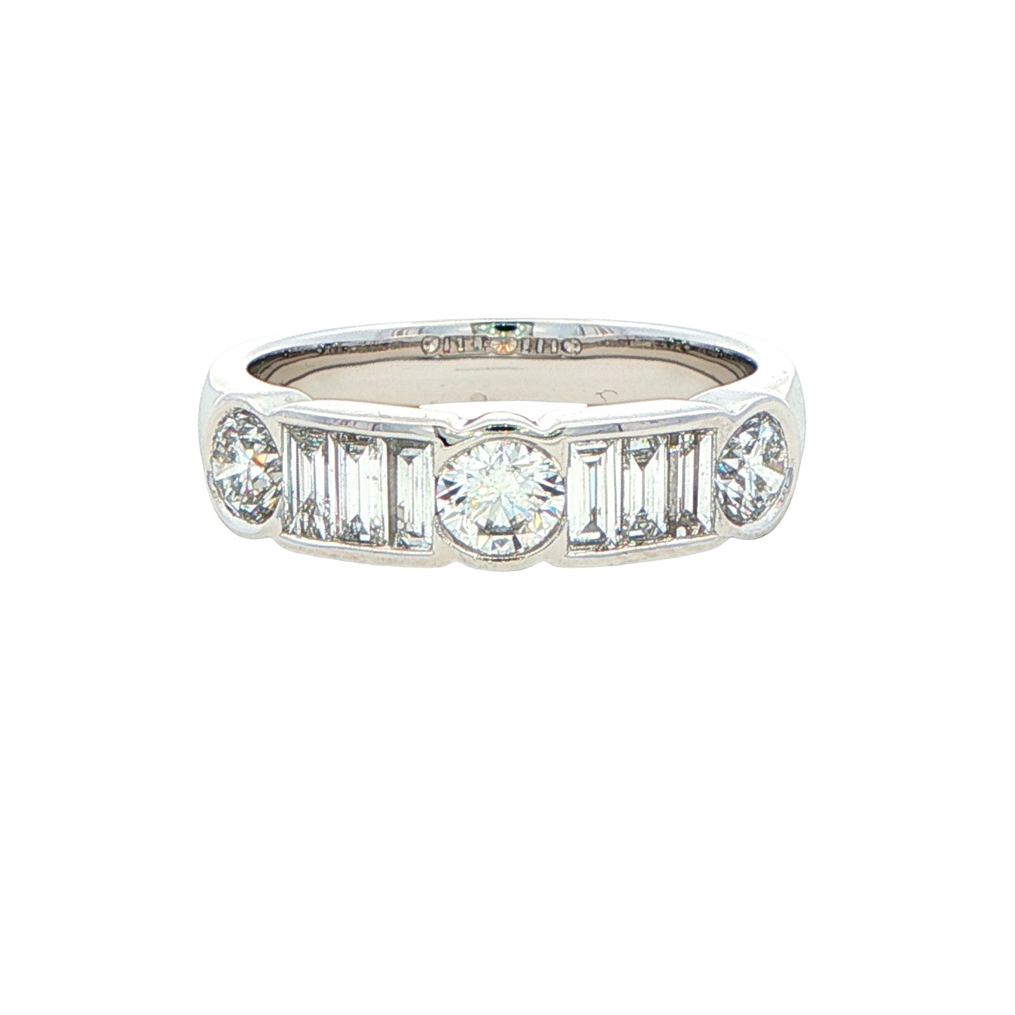 Round Brilliant and Baguette Cut Diamond 9 Stone Ring - 1.12cts Gardiner Brothers