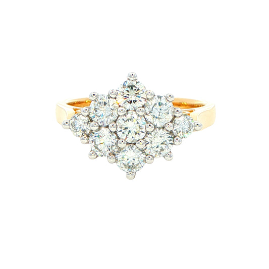 Round Brilliant cut 9 stone diamond cluster style ring - 1.15cts Gardiner Brothers