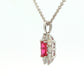 Octagonal shaped Ruby and round brilliant cut diamond cluster style pendant Gardiner Brothers
