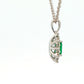 Octagonal shaped emerald and round brilliant cut diamond cluster pendant Gardiner Brothers