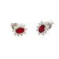 Oval shaped ruby and round brilliant cut diamond cluster style earrings Gardiner Brothers