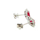 Octagonal shaped Ruby and round brilliant cut diamond cluster style earrings Gardiner Brothers