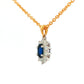 Oval shaped sapphire and round brilliant cut diamond cluster style pendant Gardiner Brothers