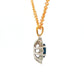 Oval shaped sapphire and round brilliant cut diamond cluster style pendant Gardiner Brothers
