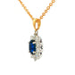 Oval shaped Sapphire and round brilliant cut diamond cluster style pendant Gardiner Brothers