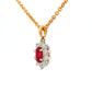 Oval shaped ruby and round brilliant cut diamond cluster style pendant Gardiner Brothers