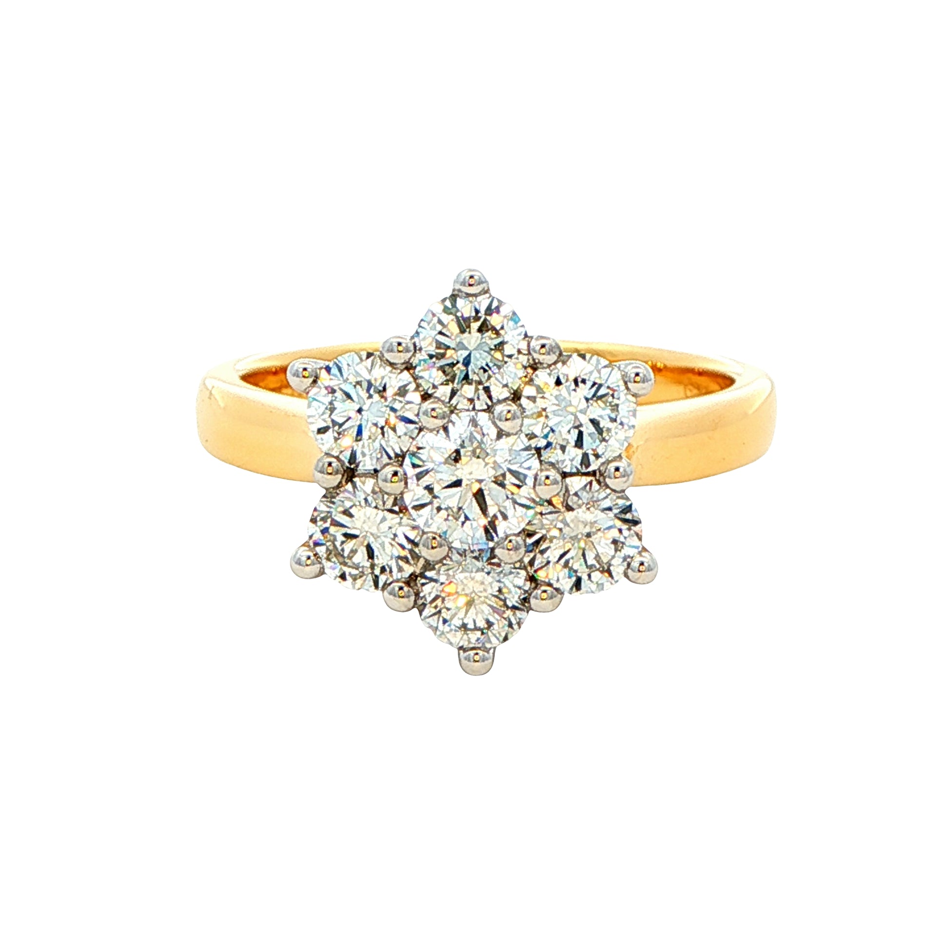 Round Brilliant Cut 7 stone Diamond Cluster style Ring - 1.54cts Gardiner Brothers