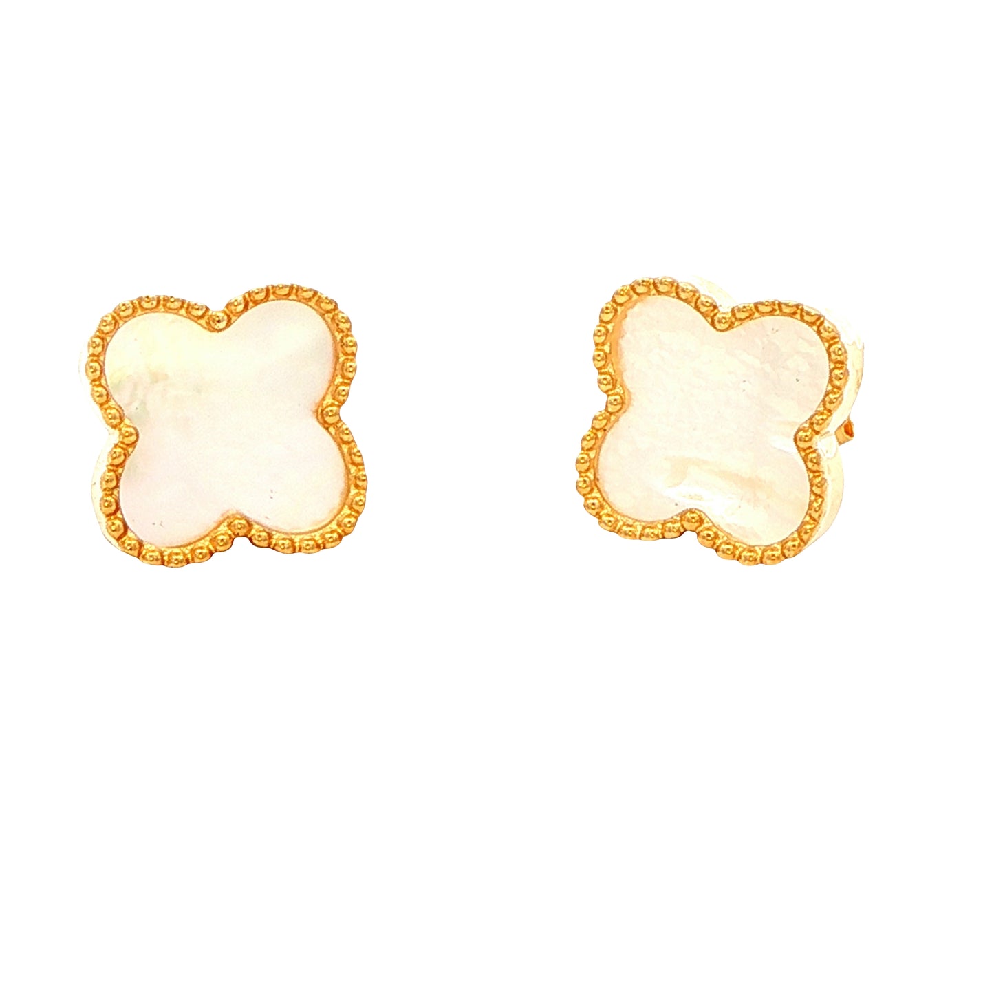 Yellow Gold Mother of Pearl Flower Petal Earrings Gardiner Brothers