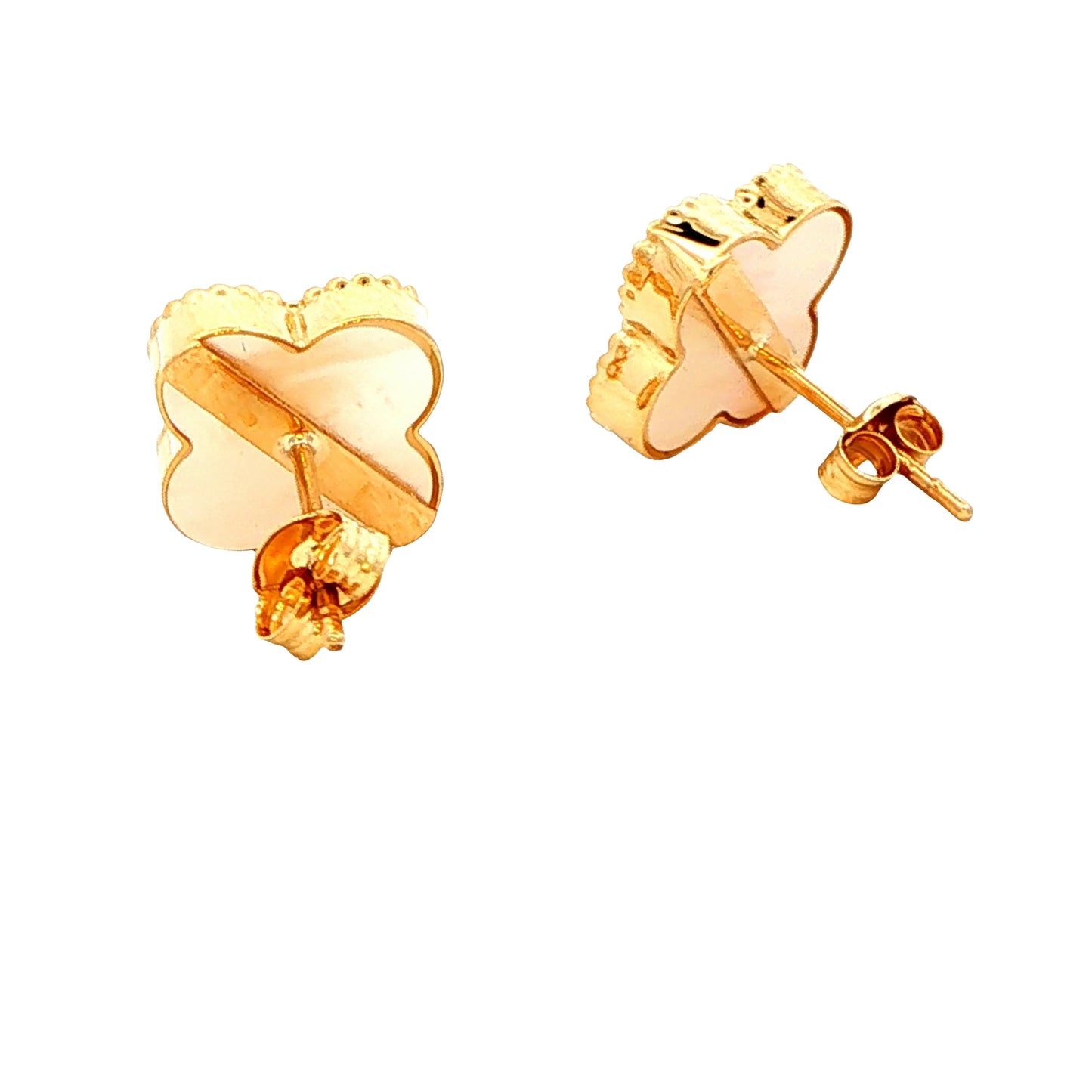 Yellow Gold Mother of Pearl Flower Petal Earrings Gardiner Brothers