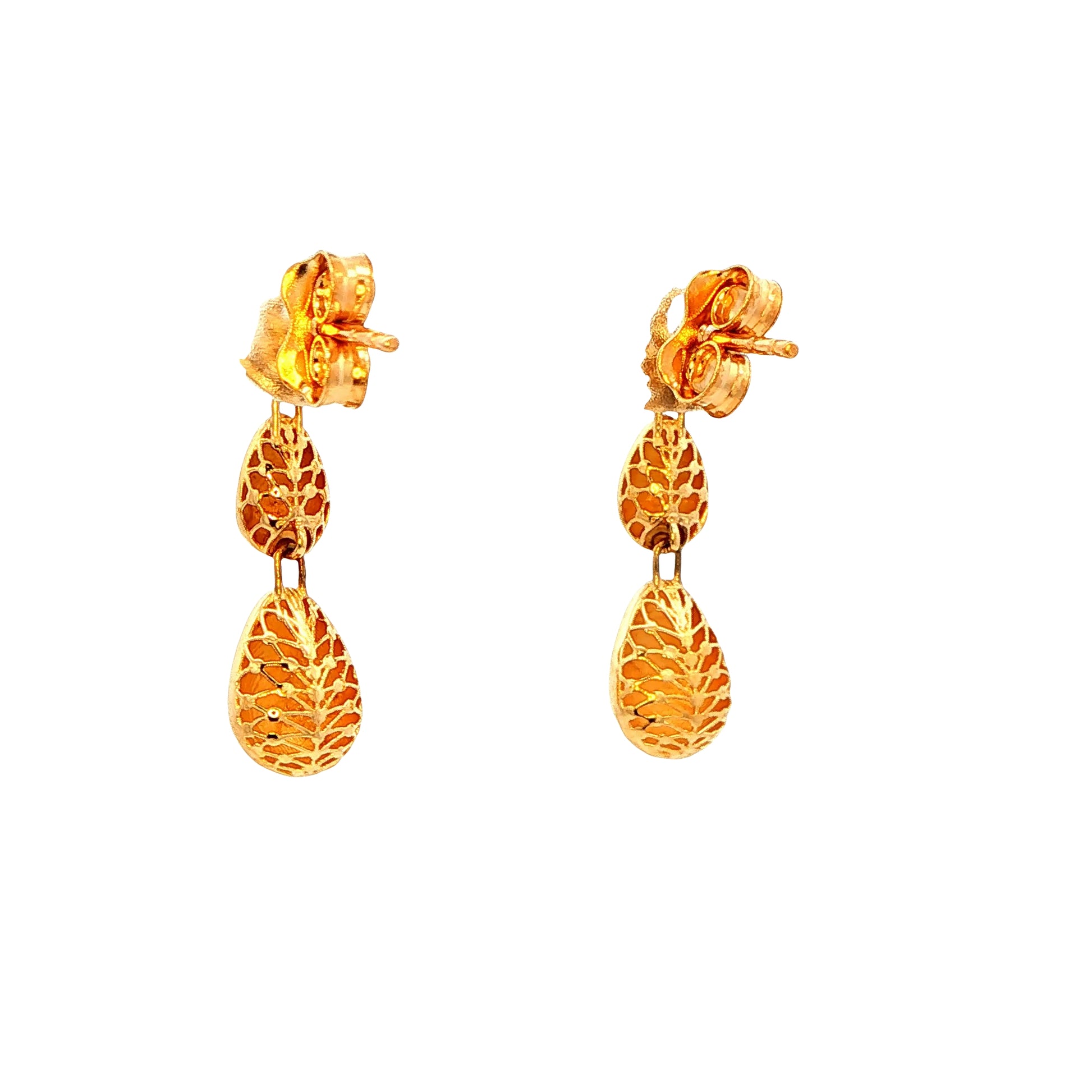 Yellow Gold Pear Shaped Drop Style Earrings Gardiner Brothers