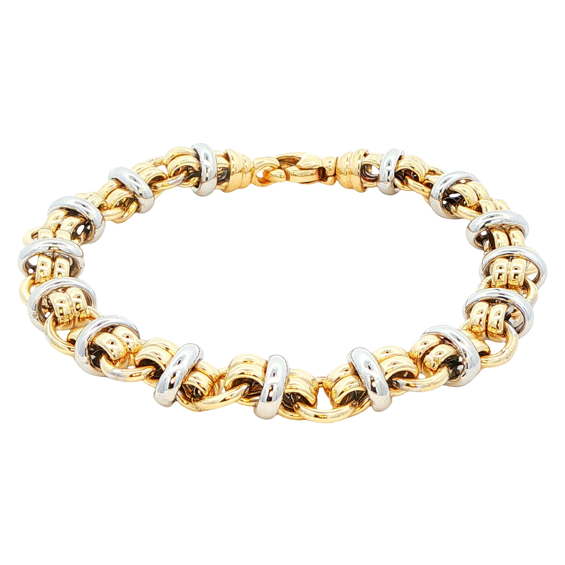 Yellow and White Gold Fancy Link Bracelet Gardiner Brothers