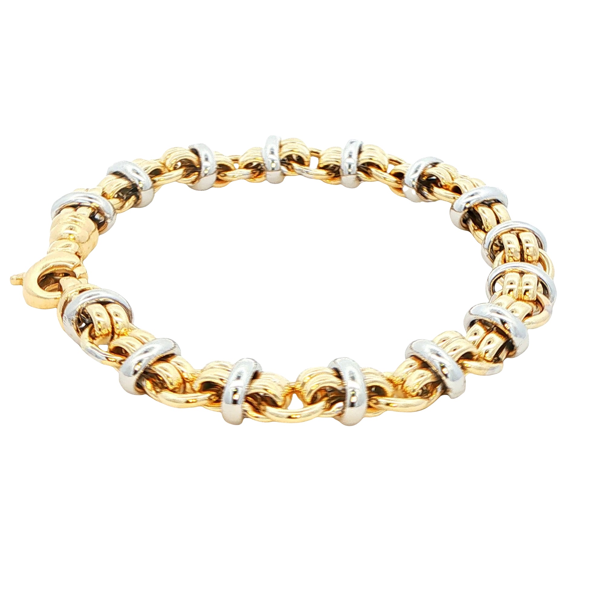 Yellow and White Gold Fancy Link Bracelet Gardiner Brothers