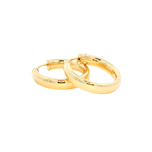Yellow Gold 'D Shape' Hoop Earrings Gardiner Brothers