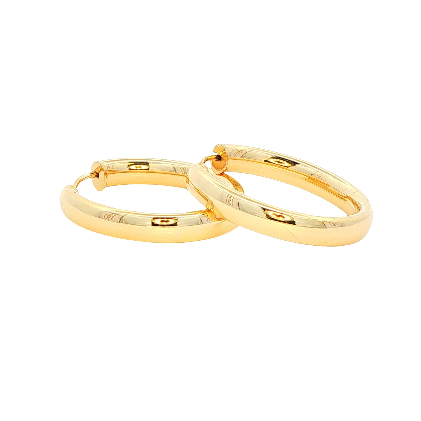 Yellow Gold 'D Shape' Oval Hoop Earrings Gardiner Brothers