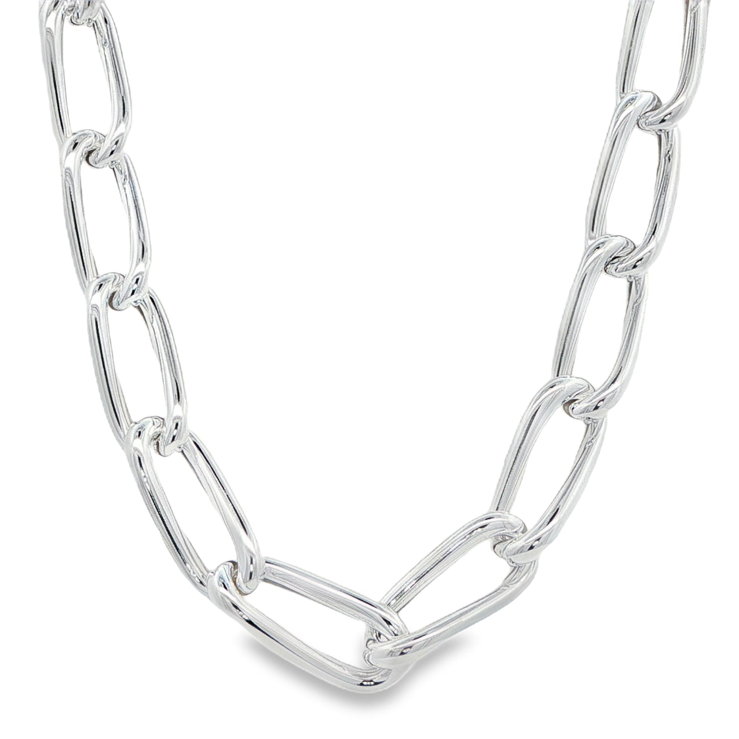 Silver Open Twisted Oval Link Necklet Gardiner Brothers