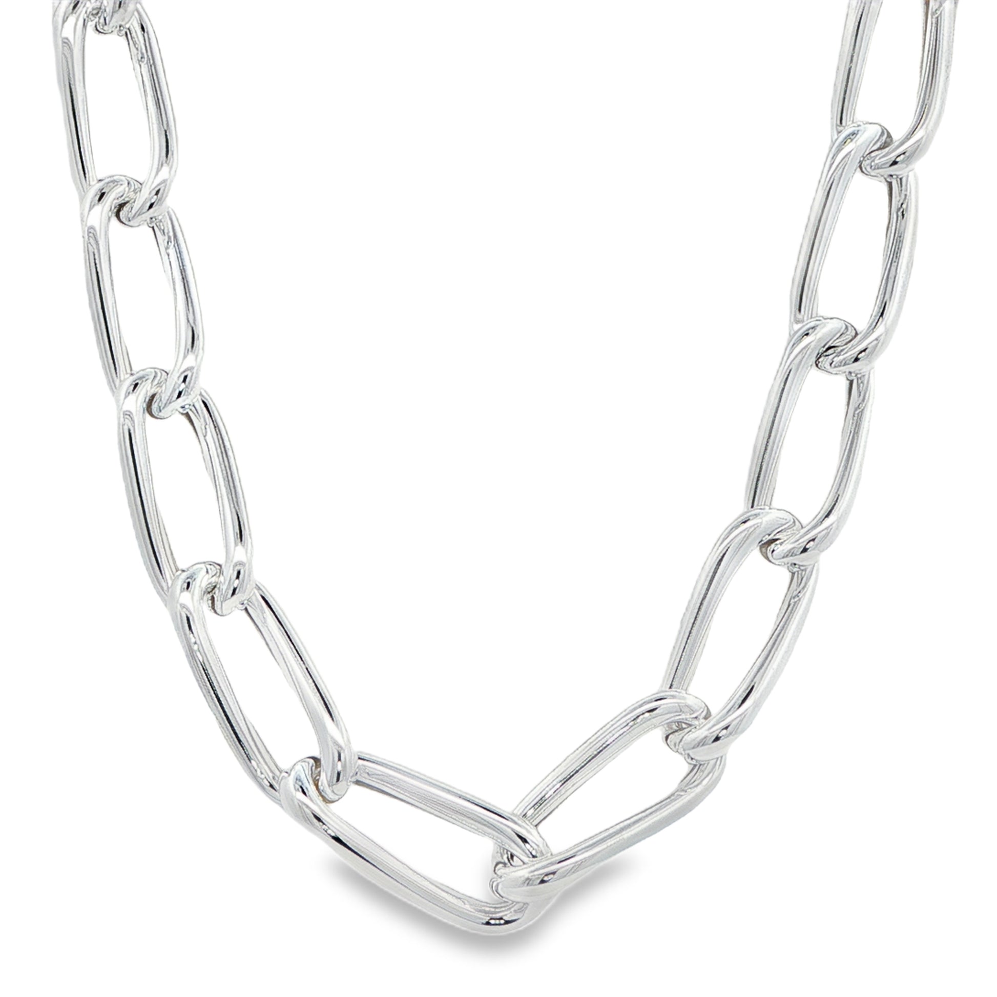 Silver Open Twisted Oval Link Necklet Gardiner Brothers