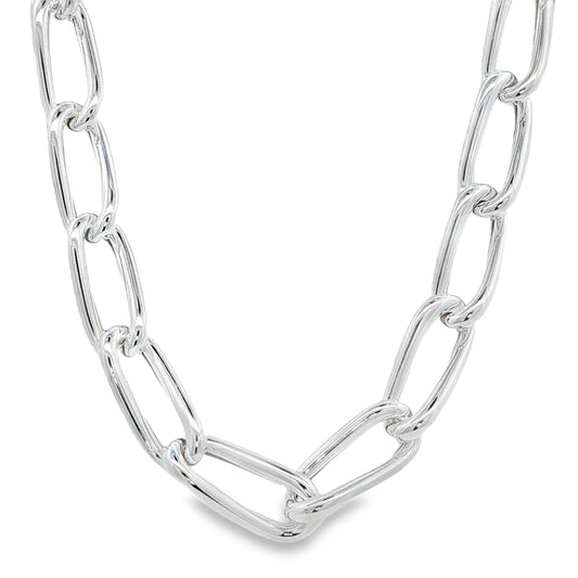 Silver Open Twisted Oval Link Necklet Gardiner Brothers