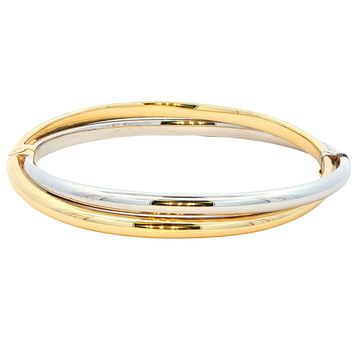 Yellow and White Gold D Shape Cross Over Bangle Gardiner Brothers