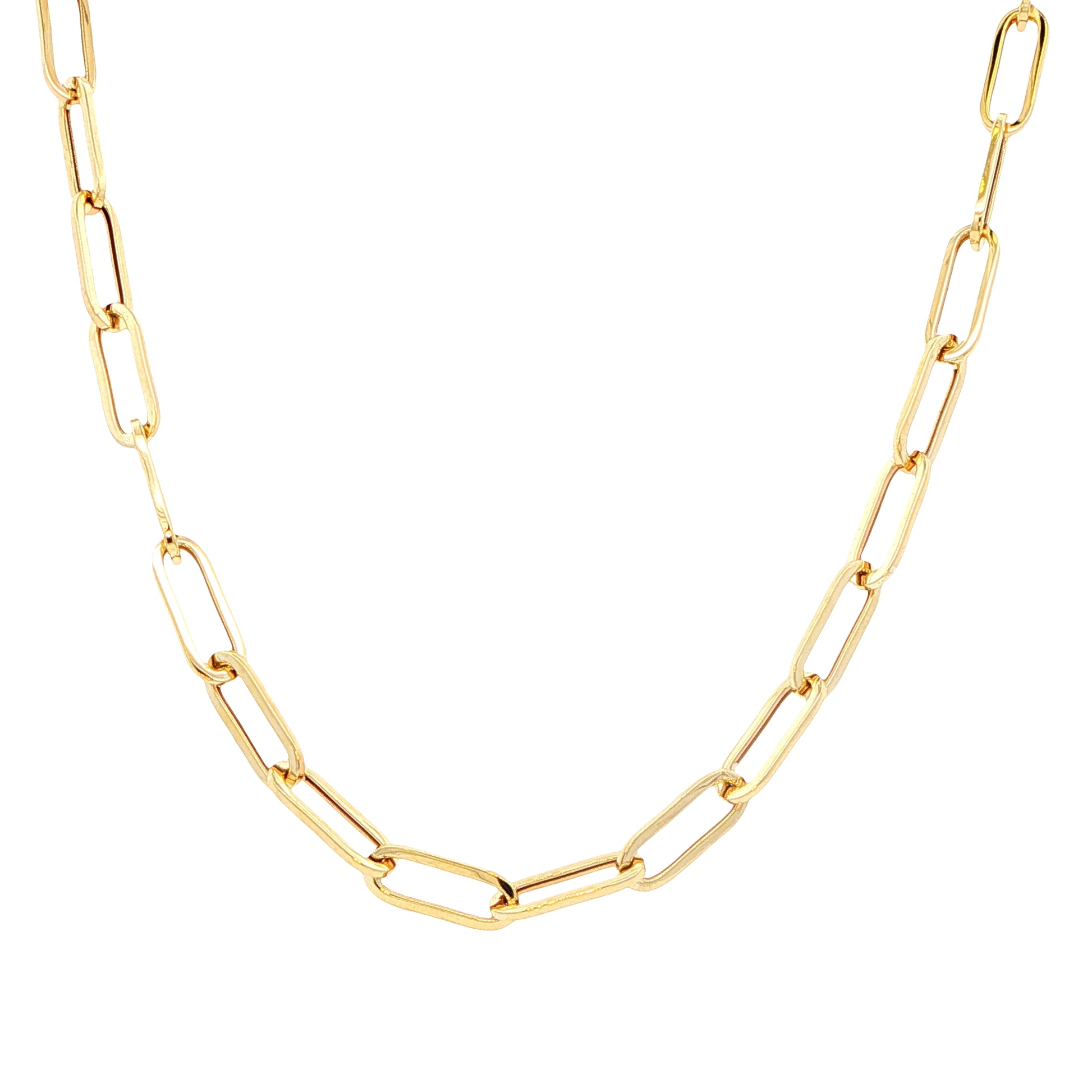 Yellow Gold Paper Clip Link Necklet Gardiner Brothers