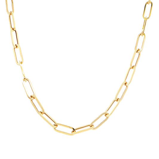 Yellow Gold Paper Clip Link Necklet Gardiner Brothers