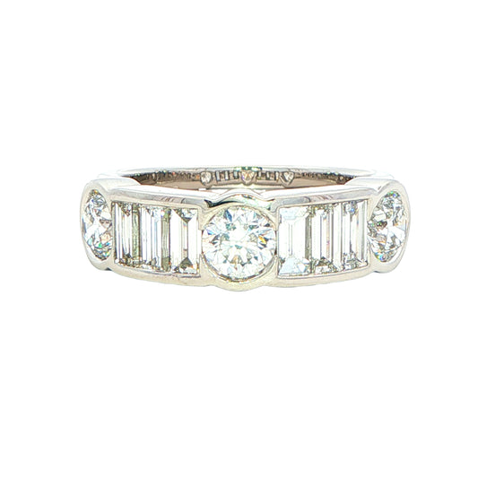 Brilliant and Baguette Cut Diamond 9 Stone Ring - 2.01cts Gardiner Brothers