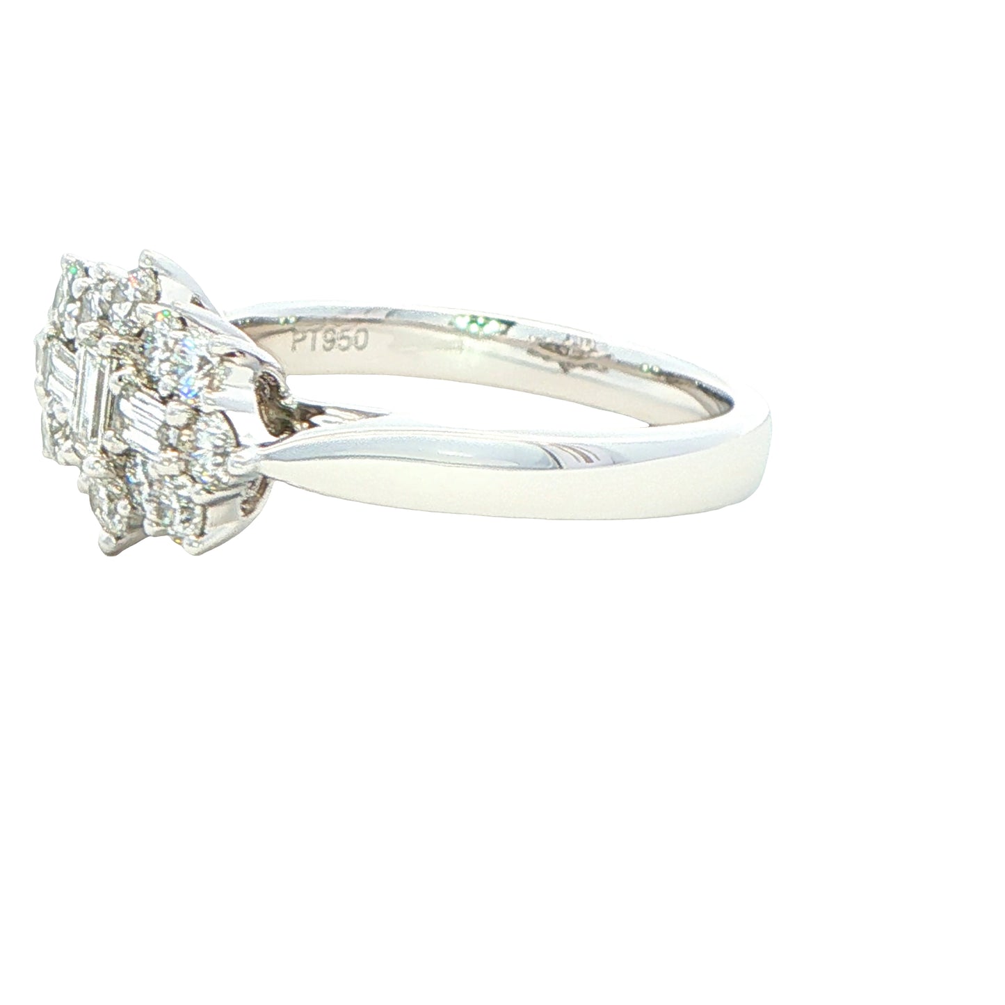 Emerald and round brilliant cut diamond Boat style cluster ring - 1.00cts Gardiner Brothers