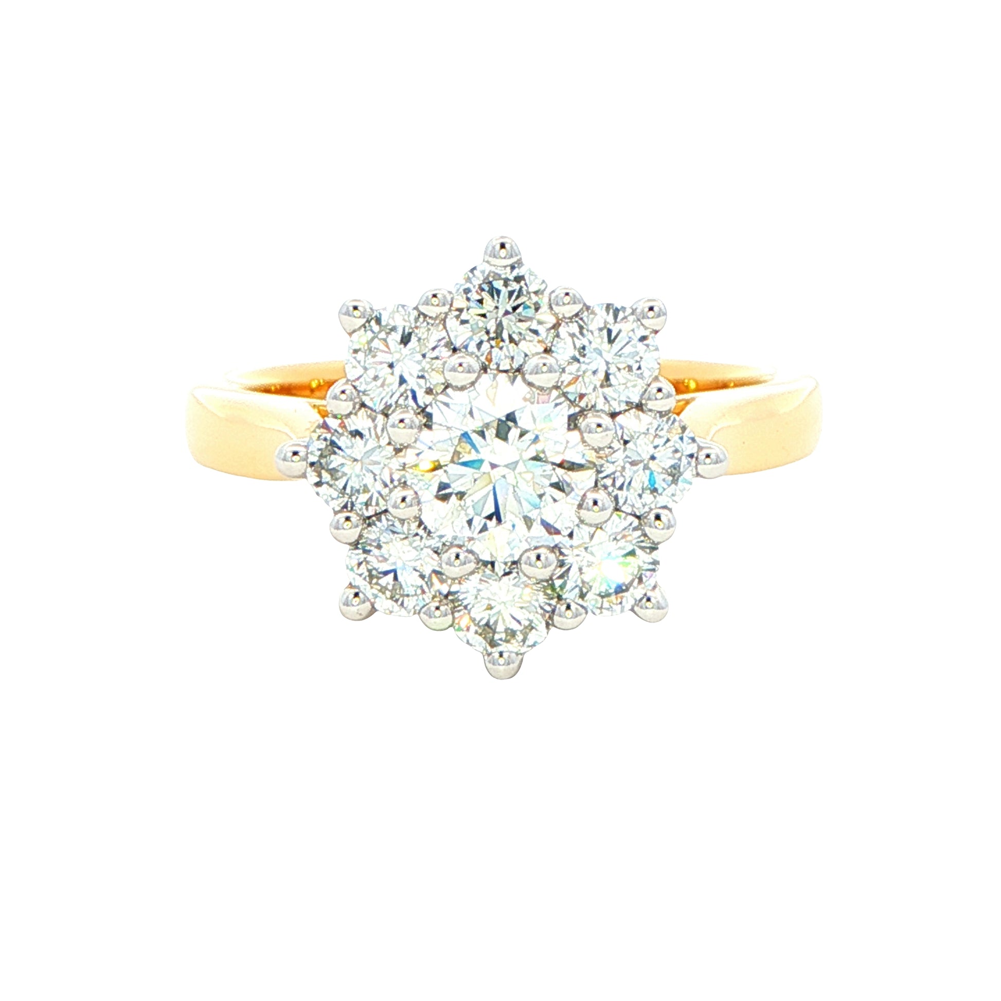 Round Brilliant Cut 9 Diamond Cluster Ring - 1.61cts Gardiner Brothers