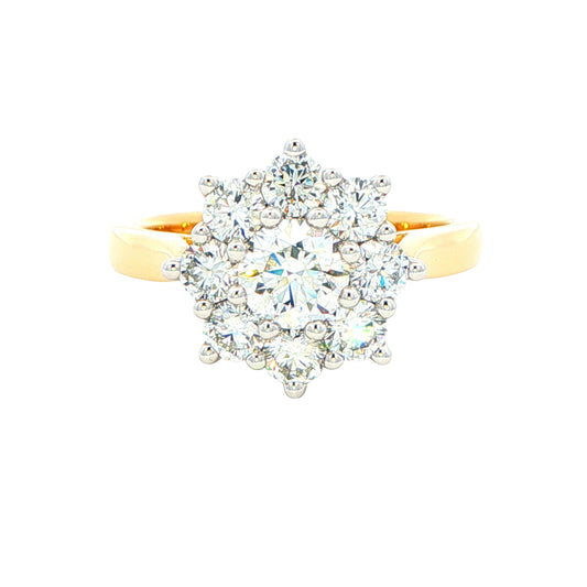 Round Brilliant Cut 9 Diamond Cluster Ring - 1.61cts Gardiner Brothers
