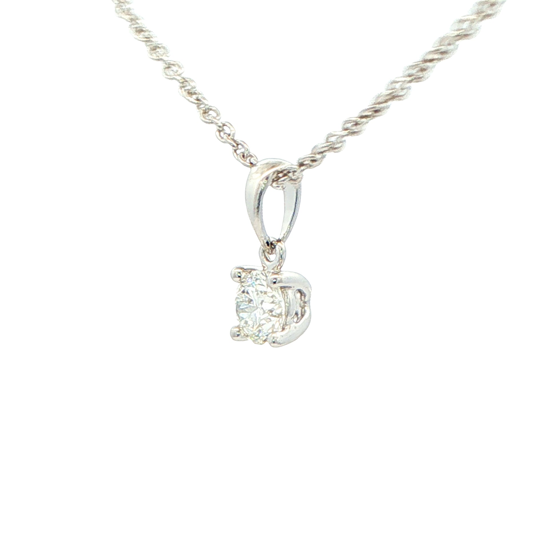 round brilliant cut diamond solitaire pendant - 0.40cts Gardiner Brothers