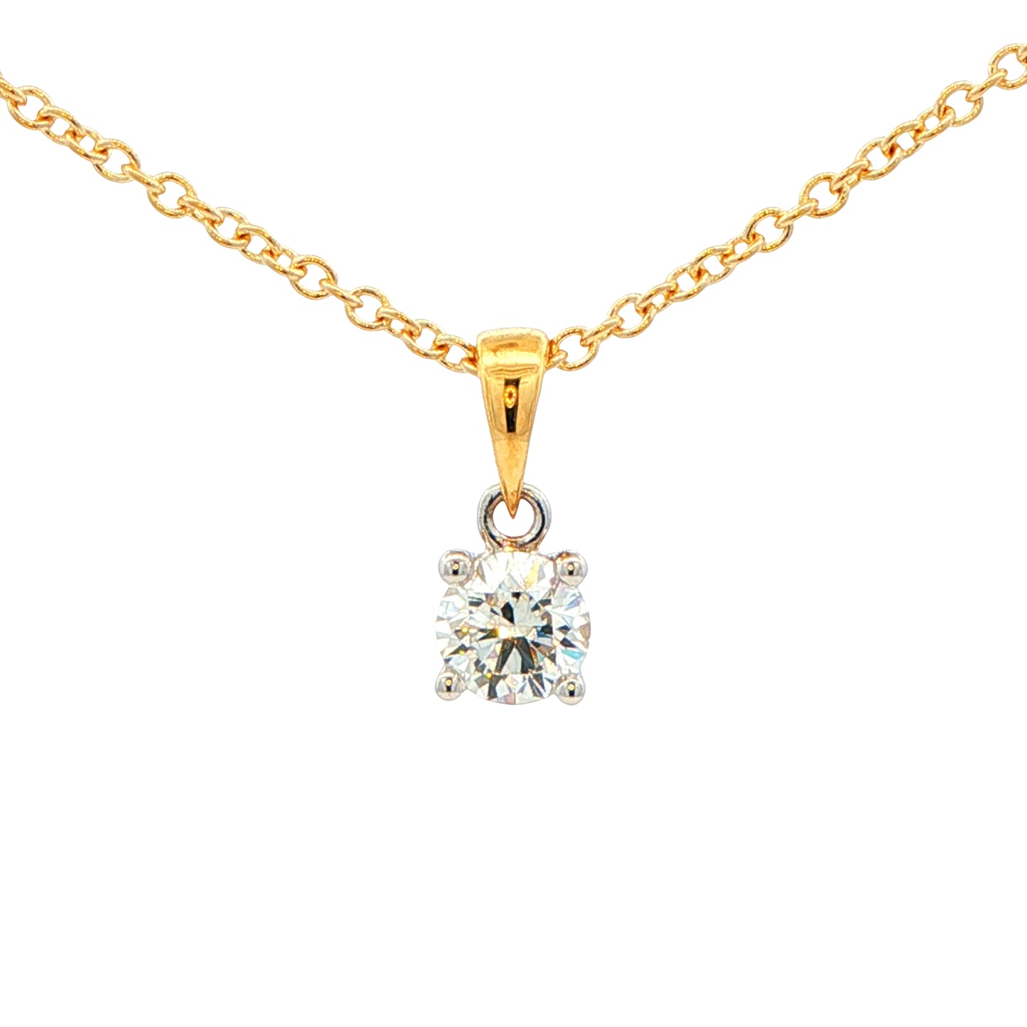 Round brilliant cut diamond solitaire pendant - 0.50cts Gardiner Brothers