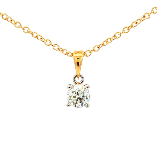 Round brilliant cut diamond solitaire pendant - 0.50cts Gardiner Brothers