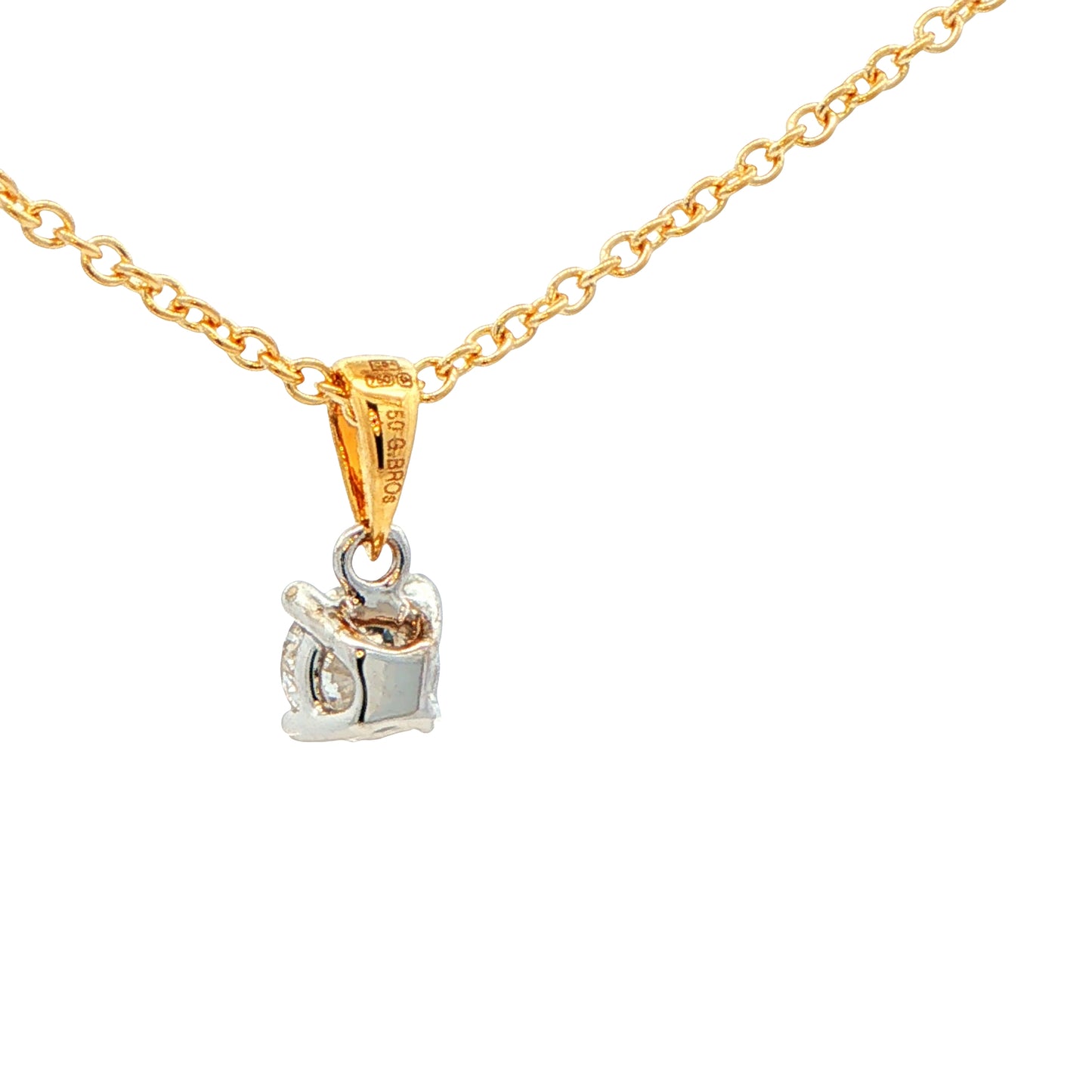 Round brilliant cut diamond solitaire pendant - 0.50cts Gardiner Brothers