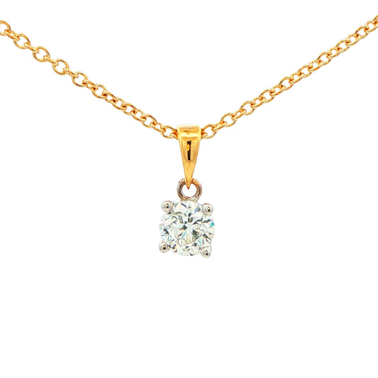 Round Brilliant cut diamond solitaire pendant - 0.40cts Gardiner Brothers