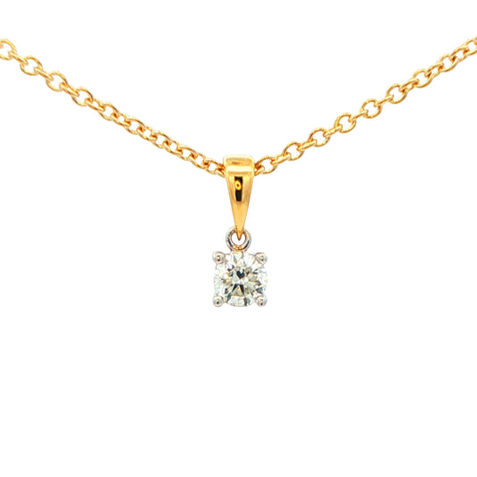 Round Brilliant Cut Diamond Solitaire Pendant - 0.20cts Gardiner Brothers