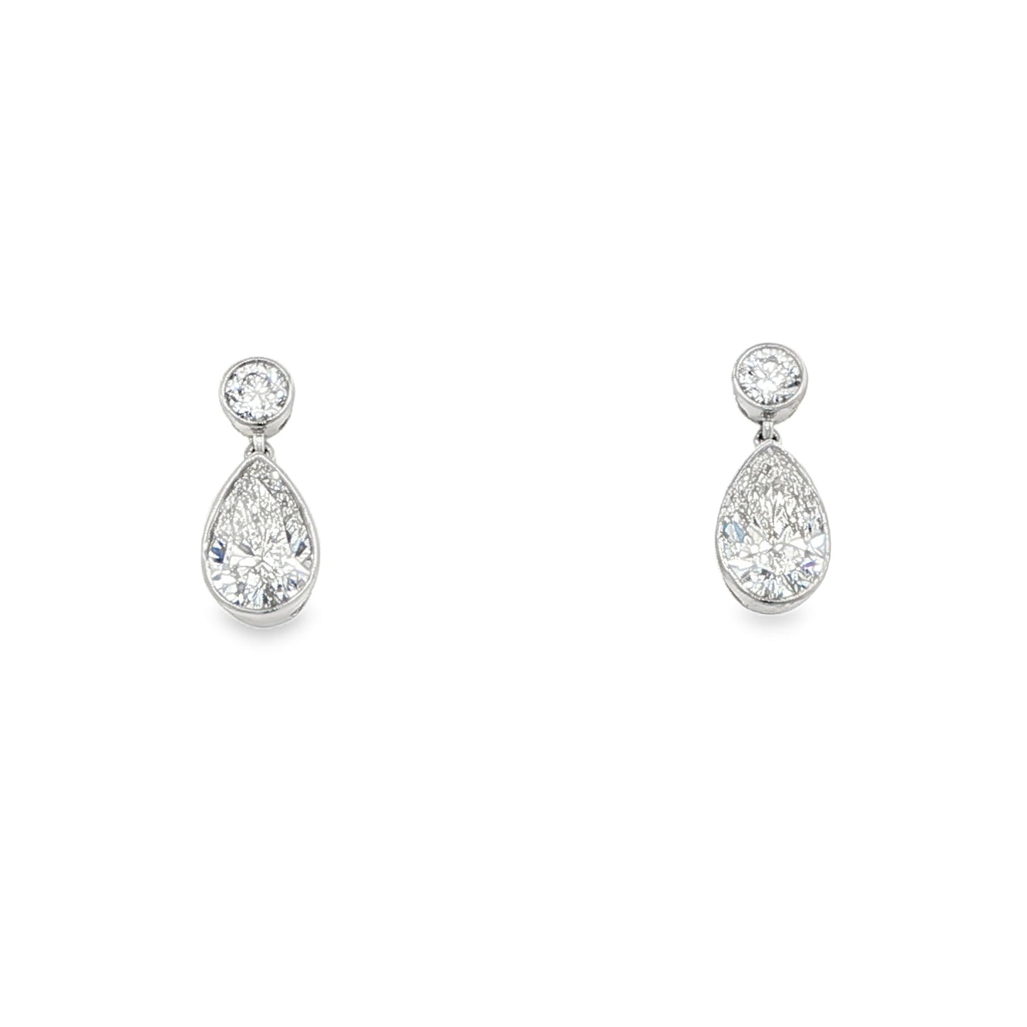Lab Grown Round Brilliant and Pear Cut Diamond Drop Style Earrings - 1.60cts Gardiner Brothers