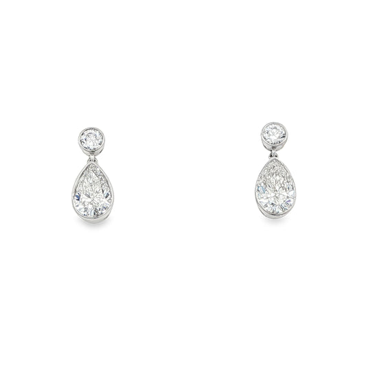 Lab Grown Round Brilliant and Pear Cut Diamond Drop Style Earrings - 1.60cts Gardiner Brothers